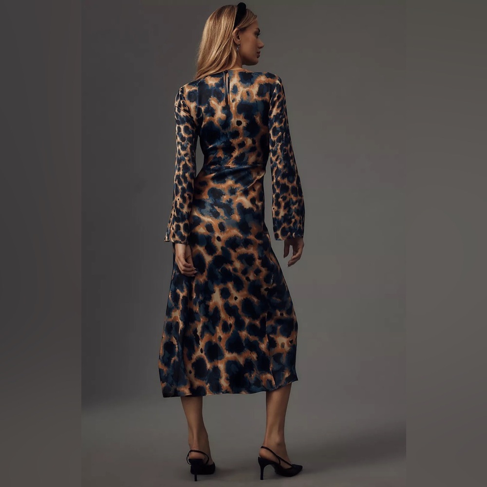 Anthropologie Leopard Print Long Sleeve Midi Dress – XXS – NWT - Picture 3 of 12